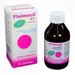 Fluimucil 2 % Sabor a Frambuesa Elimina las Flemas (envios a nivel nacional) fco*150ml