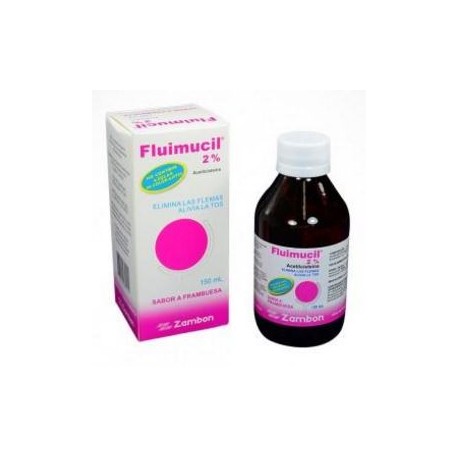 Fluimucil 2 % Sabor a Frambuesa Elimina las Flemas (envios a nivel nacional) fco*150ml