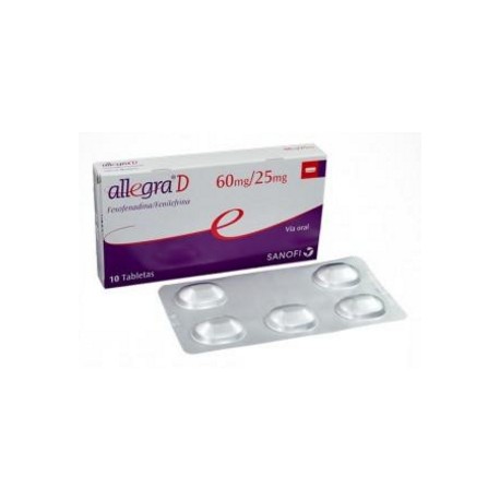 Allegra D 60 mg / 25 mg (ENVIOS A NIVEL NACIONAL) Caja*10 Tabletas Sanofi Aventis