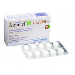 Amaryl M 2 mg / 500 mg ( ENVIOS A NIVEL NACIONAL) Caja*30 Comprimidos Recubiertos Sanofi Aventis