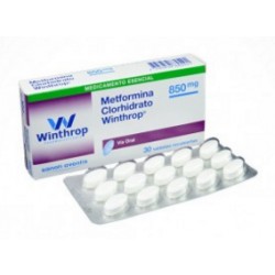 Metformina Clorhidrato 850 mg ( ENVIOS REGIONALES Y NACIONAL) Caja*30 Tabletas Recubiertas – Winthrop Pharmaceuticals