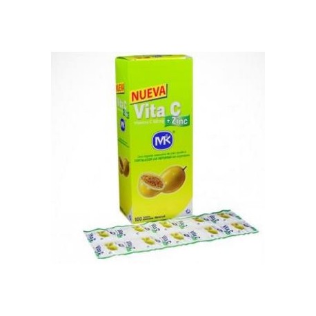 Vita C + Zinc Tabletas Masticables Sabor A Lulo(Envios Regionales y Nacionales) caja*100 unidades