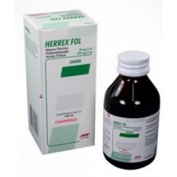 Herrex Fol 50 mg / 120 mcg ( ENVIOS REGIONALES Y NACIONAL) Frasco 120 mL Caramelo Jarabe - Farma De Colombia